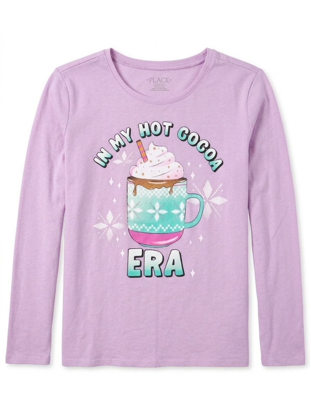 The Children's Place Girls' Lavender Long-Sleeve Hot Cocoa Shirt, Size 14